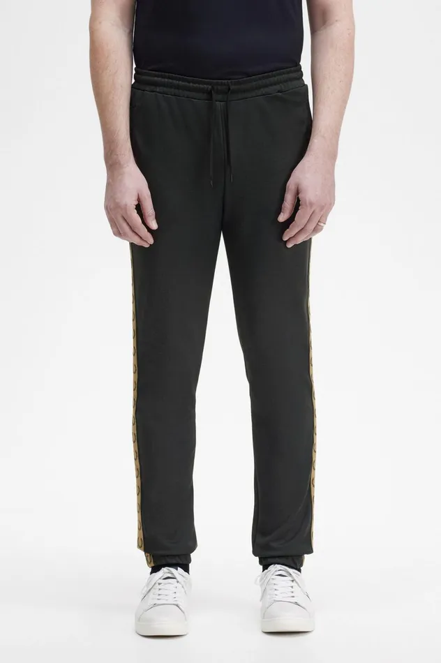 Men Taped Track Pants Blackshaded Stone Fred Perry Tracksuits