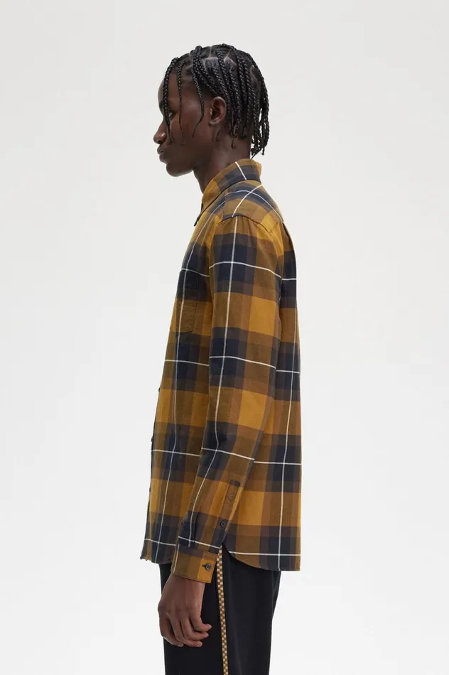 Men Tartan Shirt Dark Caramel Fred Perry Shirts