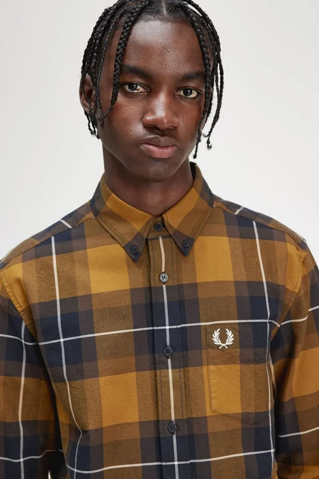 Men Tartan Shirt Dark Caramel Fred Perry Shirts