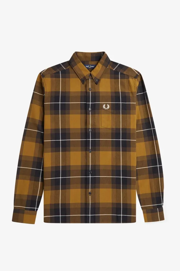 Men Tartan Shirt Dark Caramel Fred Perry Shirts