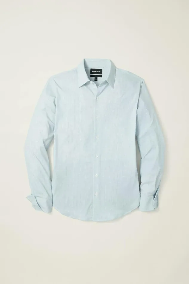 Men Tech Button Down Shirt Blue Micro Tile Geo Bonobos Business Casual Shirts