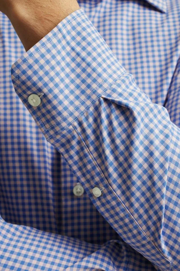 Men Tech Button Down Shirt Blue Rose Mini Gingham Bonobos Business Casual Shirts