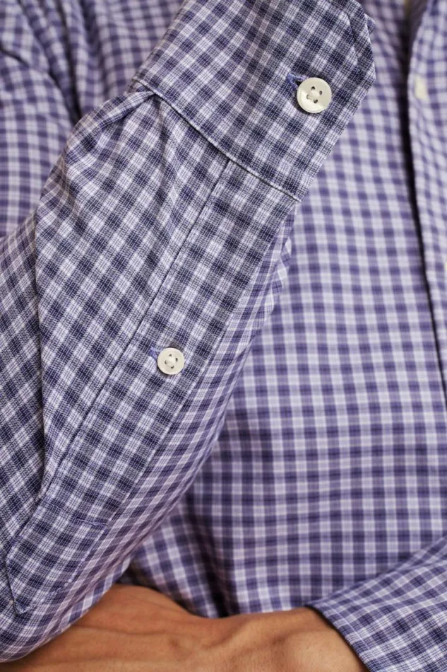 Men Tech Button Down Shirt Violet Blackstone Plaid Bonobos Business Casual Shirts