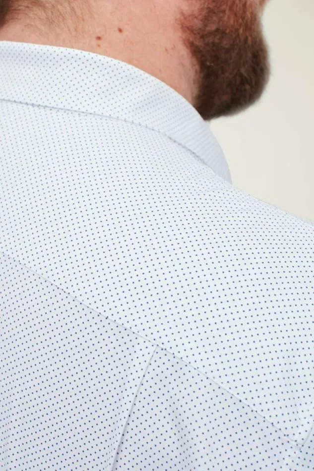 Men Tech Button Down Shirt White Blue Fine Dot Bonobos Casual Shirts