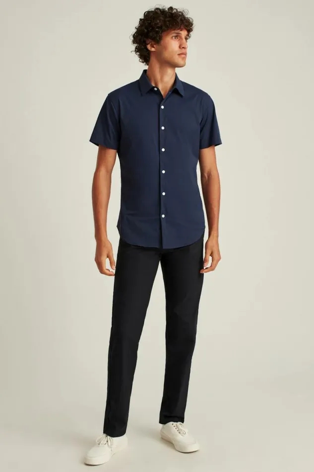 Men Tech Short Sleeve Shirt Navy Bonobos Short Sleeve Shirts