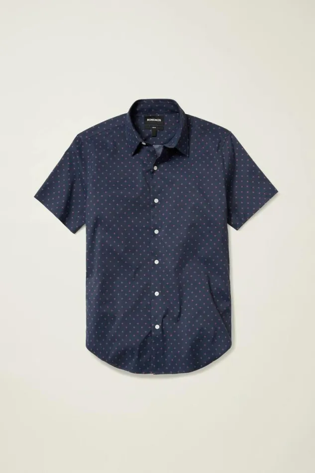 Men Tech Short Sleeve Shirt Navy Star Fire Geo Bonobos Short Sleeve Shirts