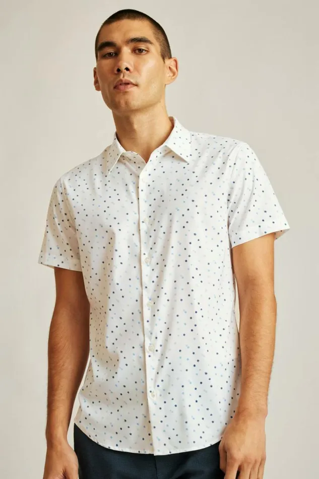 Men Tech Short Sleeve Shirt White Winter Wonderland Bonobos Short Sleeve Shirts