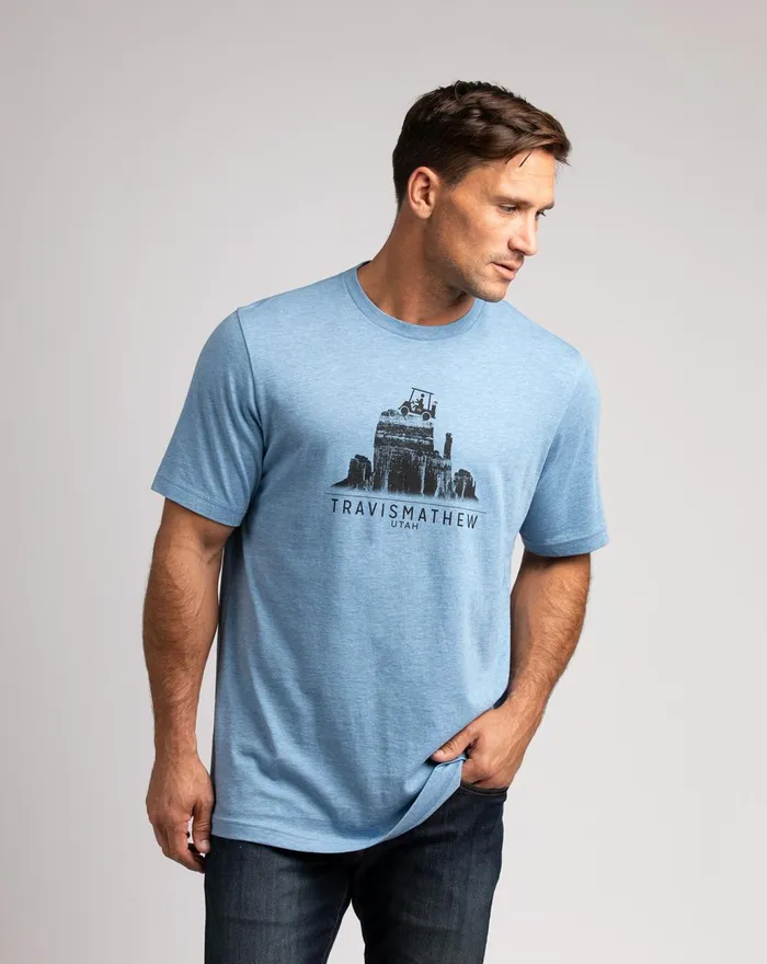 Men Tees TravisMathew ACROSS THE PLATEAU TEE Heather Blue