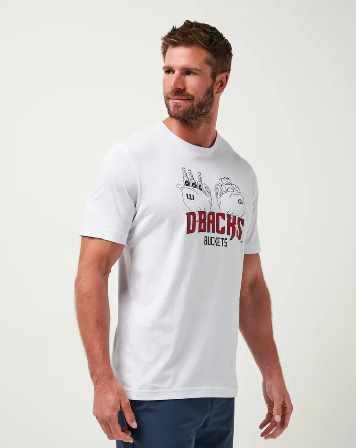 Men Tees TravisMathew ARIZONA DIAMONDBACKS STRIKE ONE TEE White