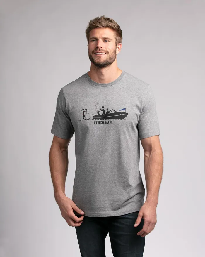 Men Tees TravisMathew LAKE STATE TEE Heather Grey