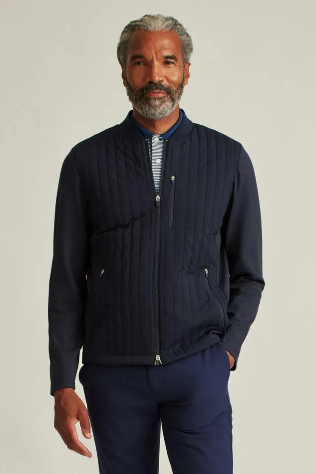 Men The Elements Jacket Navy Vertical Stripe Bonobos Jackets and Coats