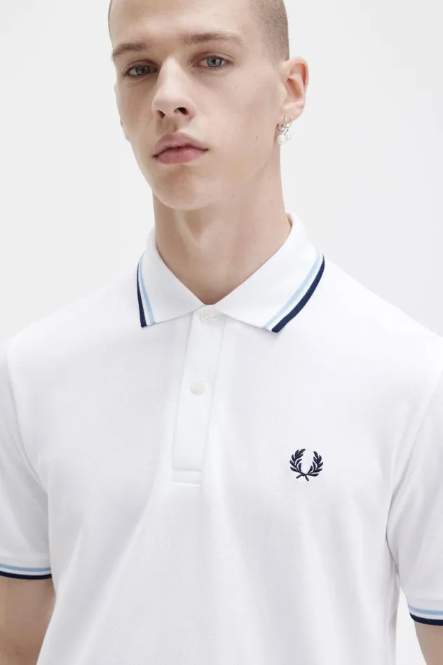 Men The ShirtM12 Whiteicenavy Fred Perry Polo Shirts