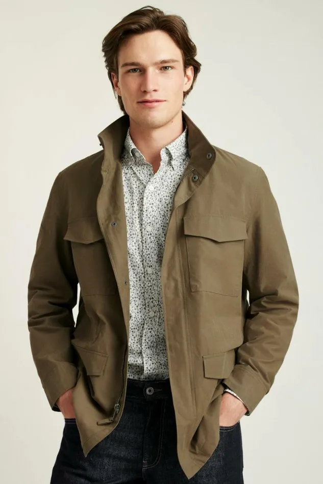 Men The Tech Utility Jacket Mushroom Brown Bonobos Jackets and Coats