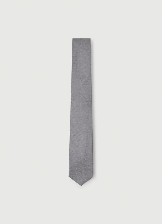 Men Ties and Pocket Squares Hackett London Herringbone Wool And Silk Tie Grey Men Ties and Pocket Squares Hackett London Herringbone Wool And Silk Tie Grey