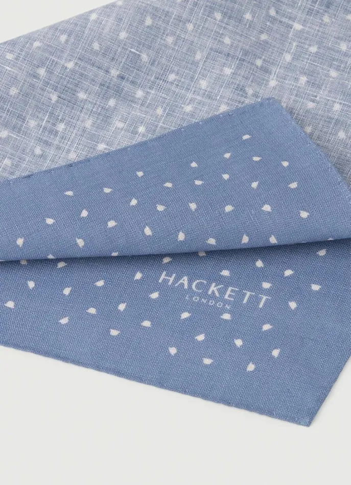 Men Ties and Pocket Squares Hackett London Linen Asymmetric Dot Handkerchief Blue