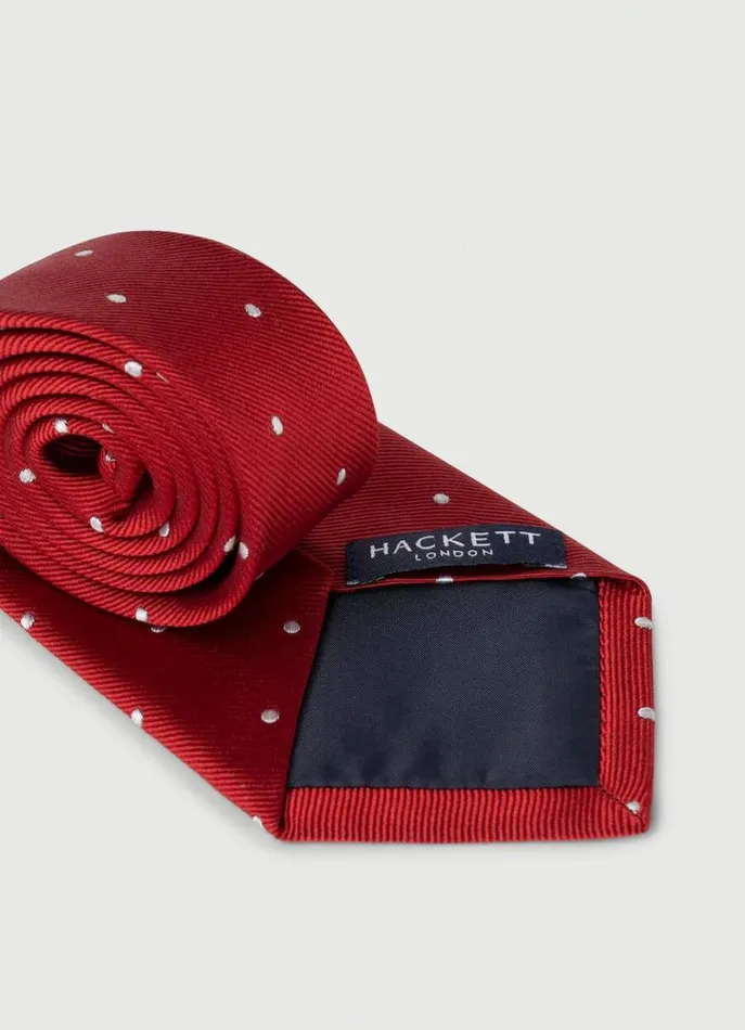 Men Ties and Pocket Squares Hackett London Polka Dot Silk Tie Red