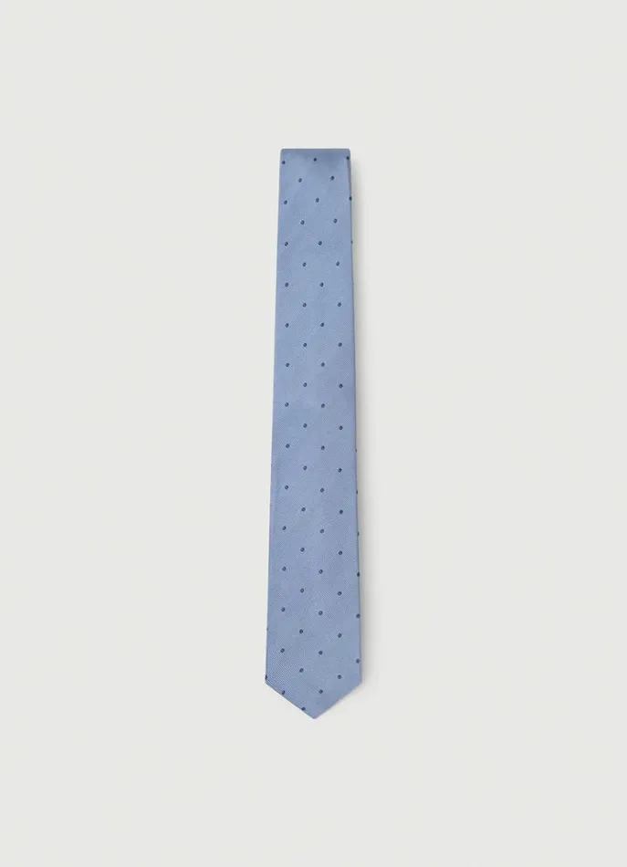 Men Ties and Pocket Squares Hackett London Polka Dot Silk Tie Sky Blue
