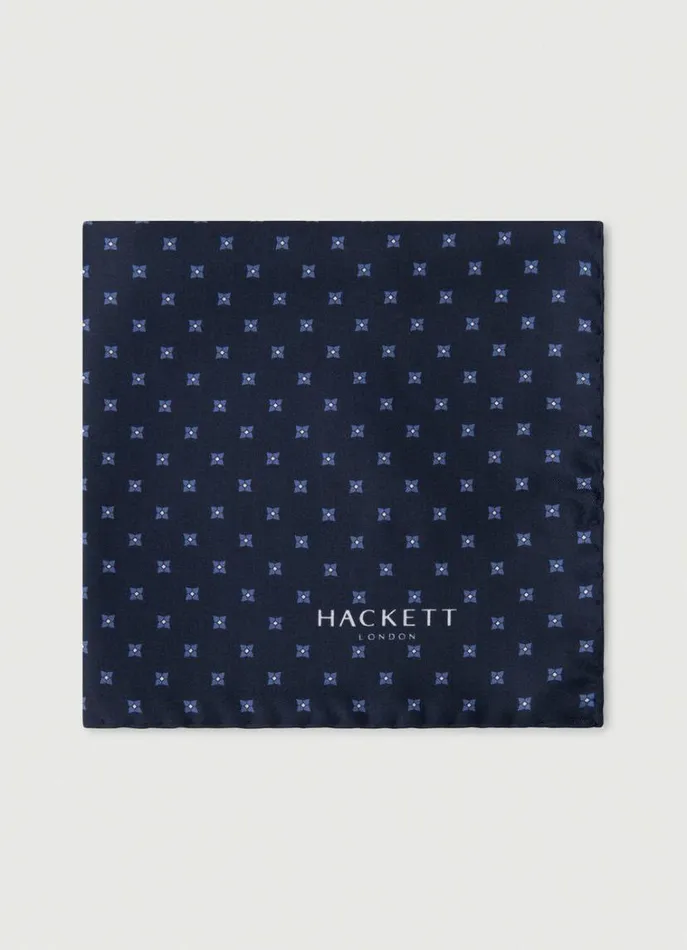 Men Ties and Pocket Squares Hackett London Silk Floral Handkerchief Navyblue