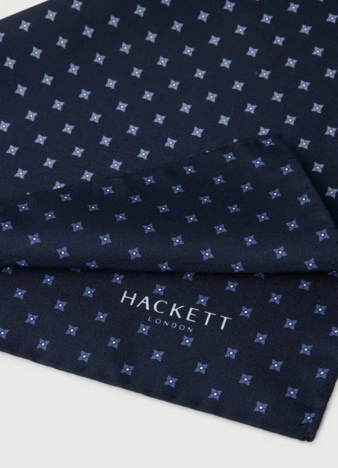 Men Ties and Pocket Squares Hackett London Silk Floral Handkerchief Navyblue