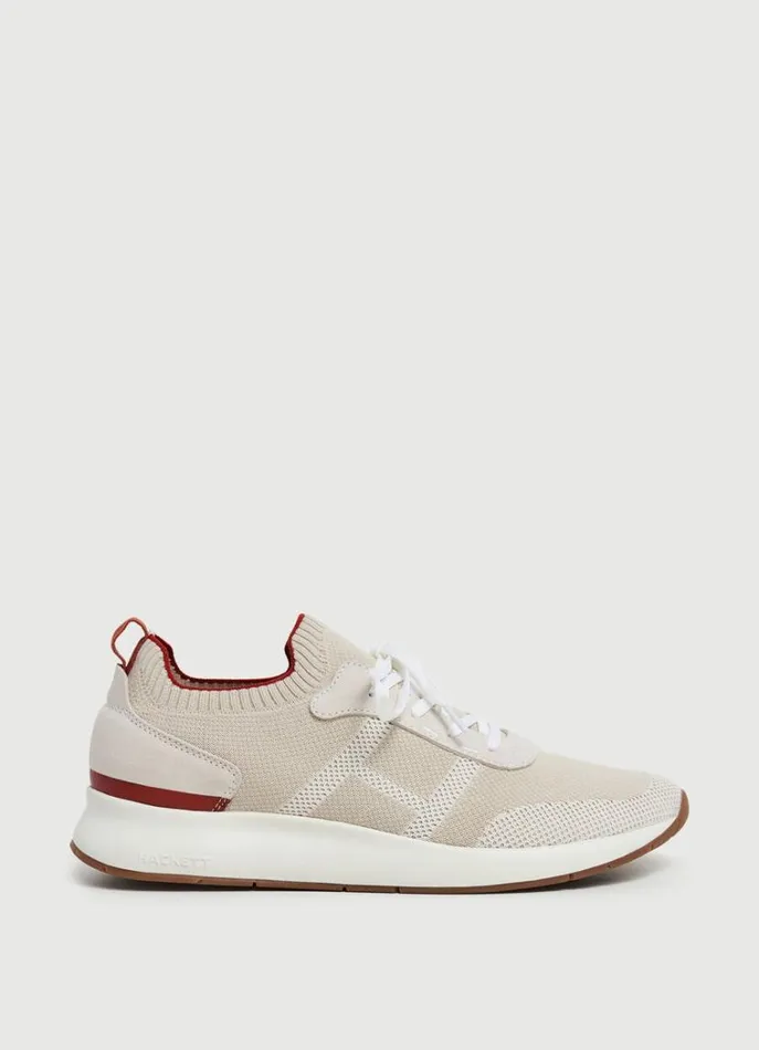 Men Trainers Hackett London Knit Design Trainers White
