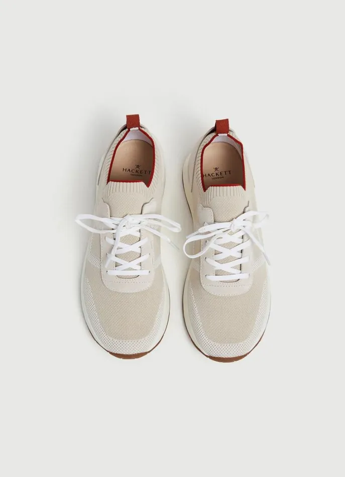 Men Trainers Hackett London Knit Design Trainers White