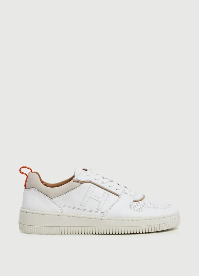Men Trainers Hackett London Microperforated Leather Trainers White