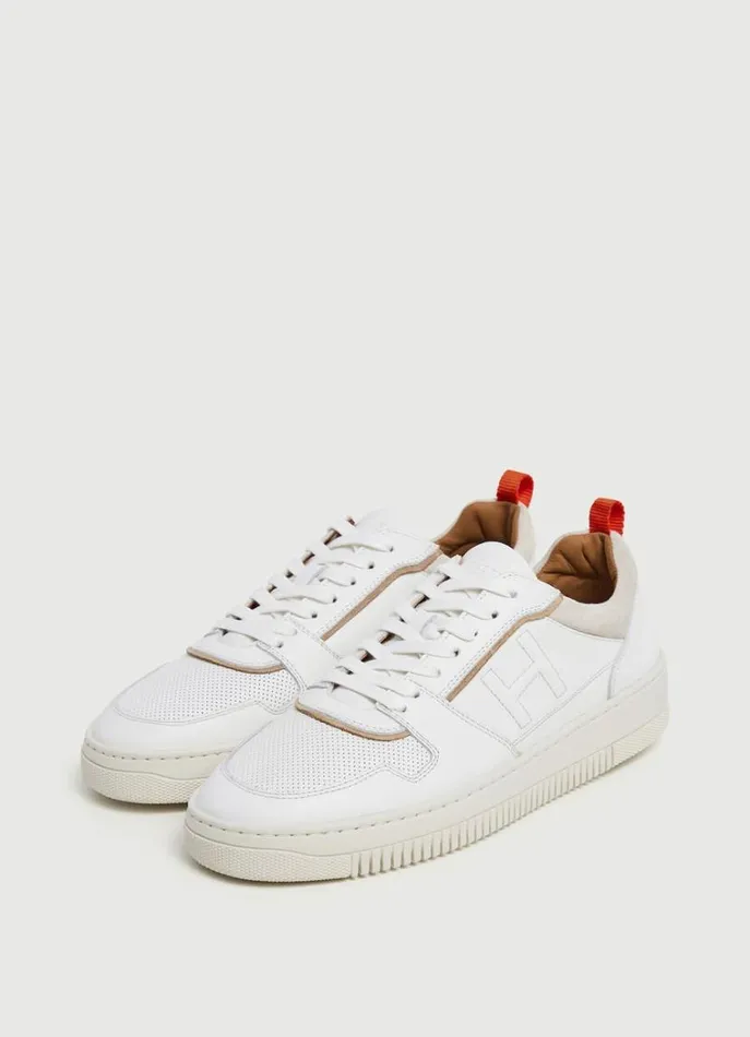Men Trainers Hackett London Microperforated Leather Trainers White