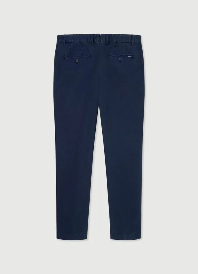 Men Trousers and Chinos Hackett London Slim Fit Piqu Chinos Navy Blazer