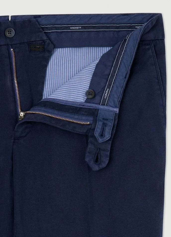 Men Trousers and Chinos Hackett London Slim Fit Piqu Chinos Navy Blazer