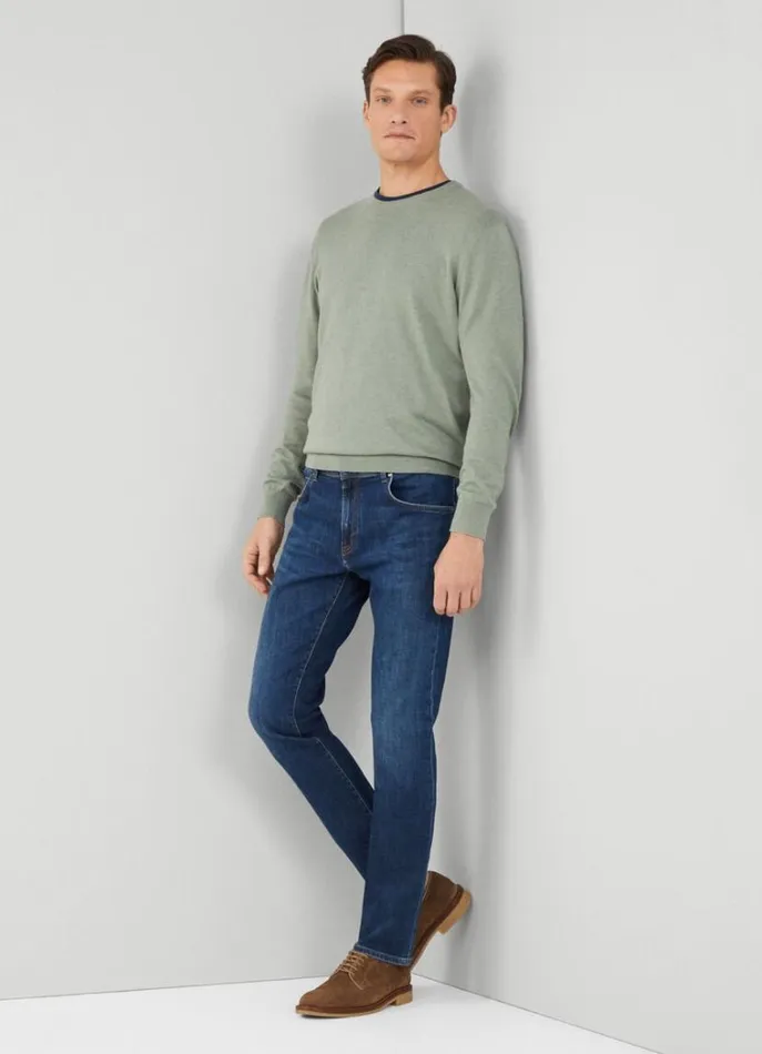 Men Trousers and Chinos Hackett London Slim Fit Vintage Jeans With Worn Look Denim Blue