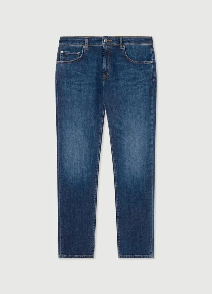 Men Trousers and Chinos Hackett London Slim Fit Vintage Jeans With Worn Look Denim Blue