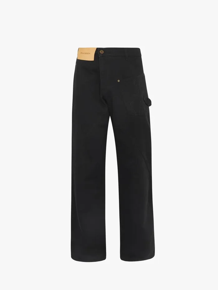 Men Trousers and Shorts JW Anderson TWISTED WORKWEAR DENIM JEANS Black