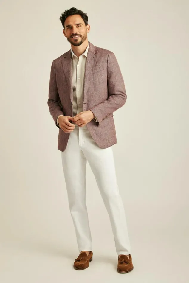 Men Unconstructed Italian Blazer Eggplant Herringbone Bonobos Blazers and Sport Coats