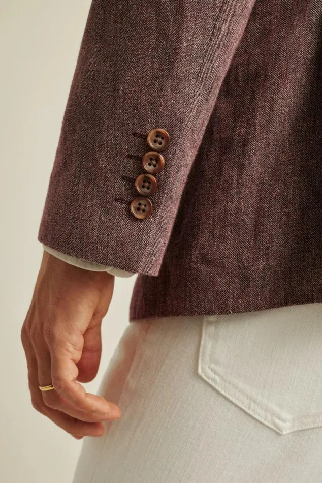 Men Unconstructed Italian Blazer Eggplant Herringbone Bonobos Blazers and Sport Coats