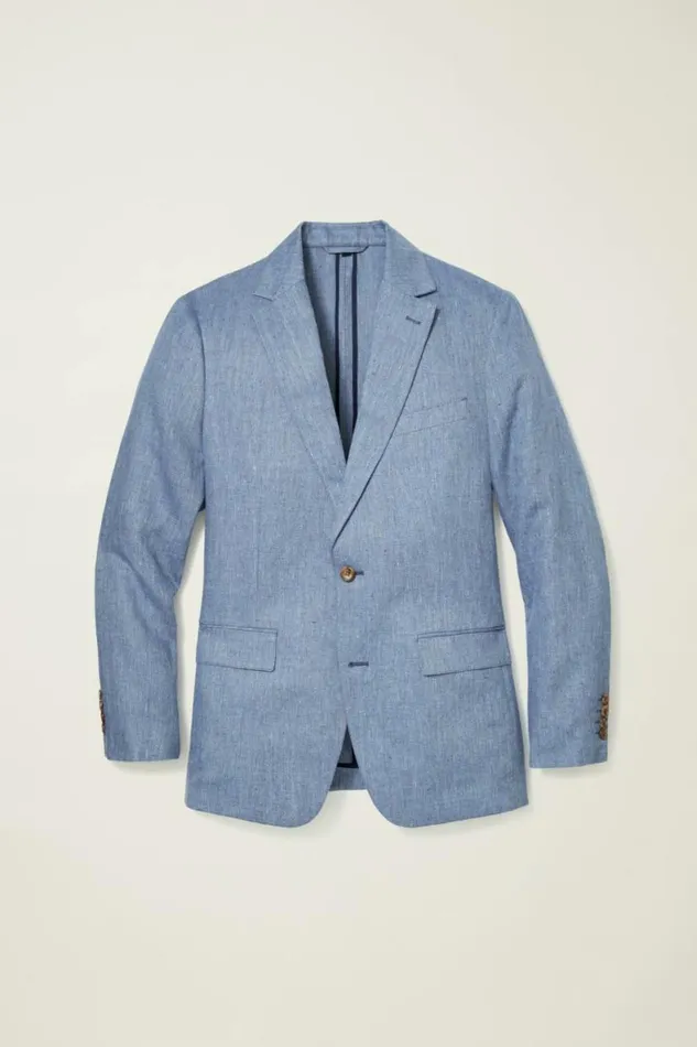 Men Unconstructed Italian Blazer Light Blue Herringbone Bonobos Blazers and Sport Coats
