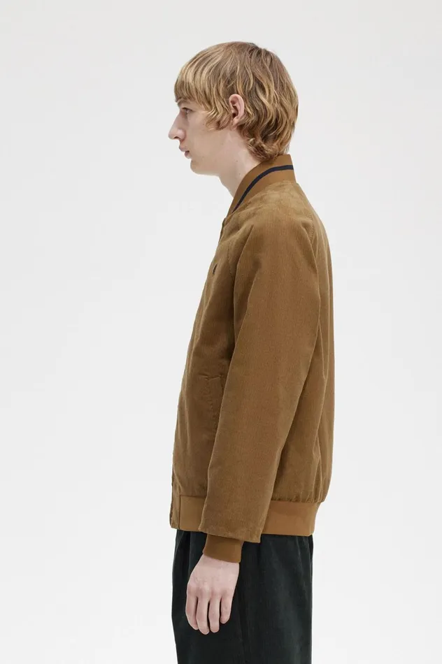 Men Waffle Cord Tennis Bomber Shaded Stone Fred Perry Coats and Jackets
