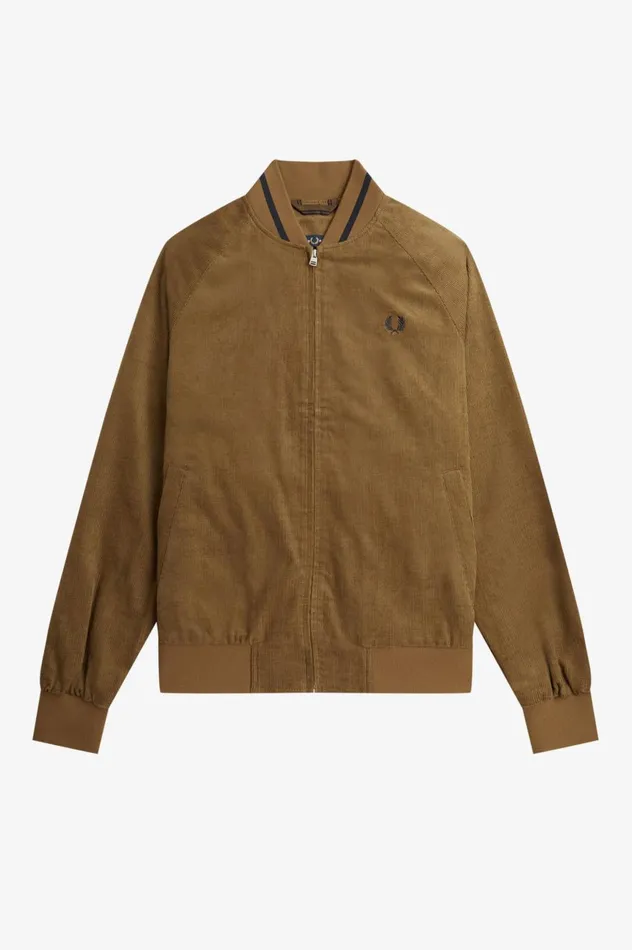 Men Waffle Cord Tennis Bomber Shaded Stone Fred Perry Coats and Jackets