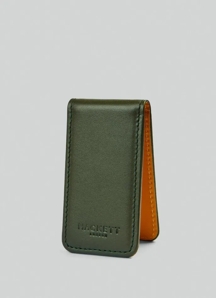 Men Wallets and Cardholders Hackett London TwoTone Magnetic Clip Case Greengold