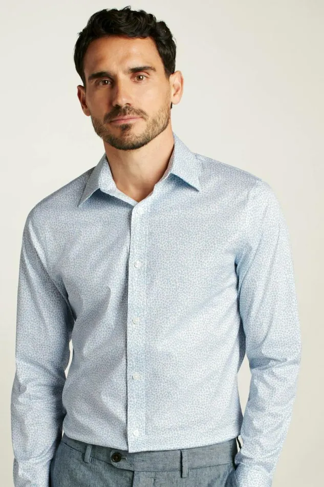Men Weekday Warrior Dress Shirt Dusty Blue Palmer Floral Bonobos Business Casual Shirts