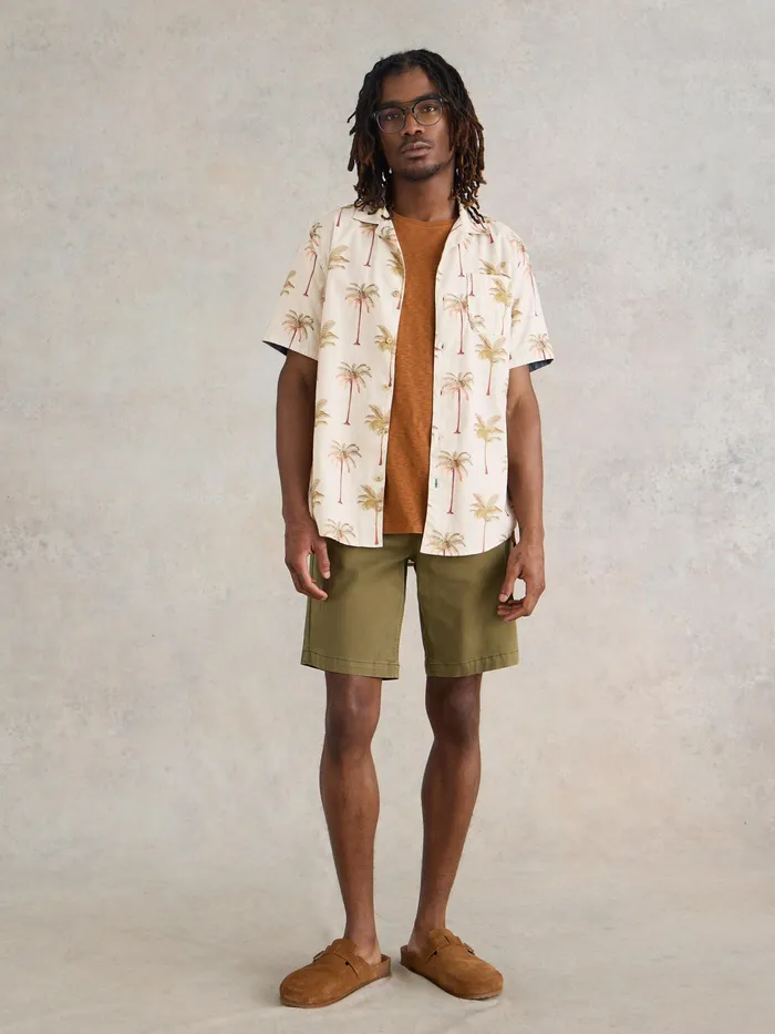 Men White Stuff Clothing Palm Tree Printed Shirt