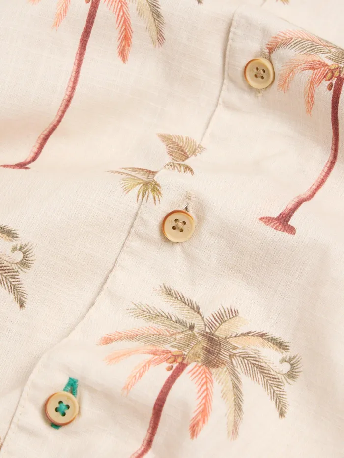 Men White Stuff Clothing Palm Tree Printed Shirt Men White Stuff Clothing Palm Tree Printed Shirt