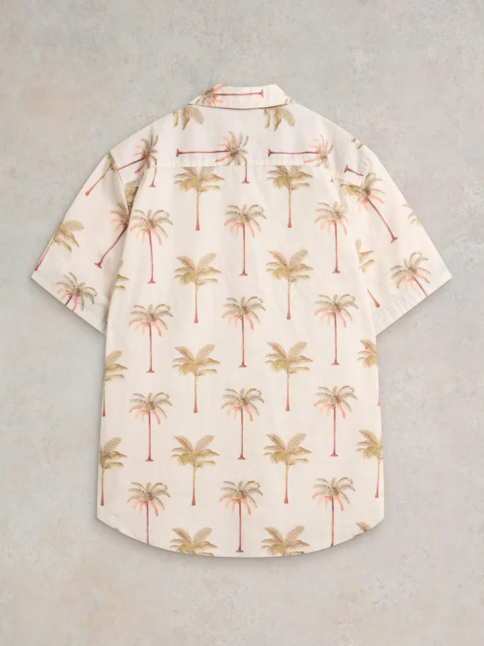 Men White Stuff Clothing Palm Tree Printed Shirt Men White Stuff Clothing Palm Tree Printed Shirt