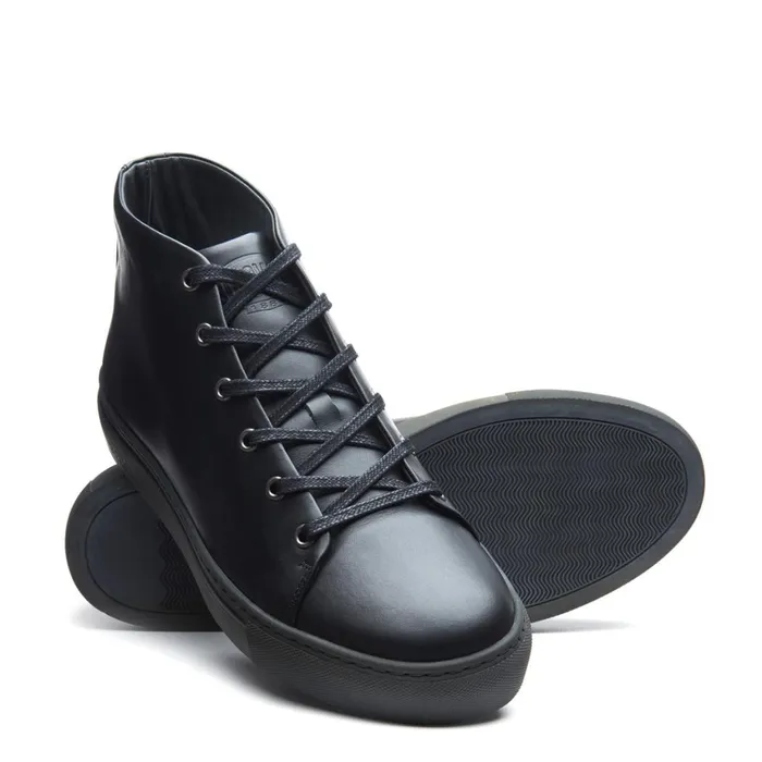 MenWomen Solovair Sneakers Black Calf High Top Sneaker