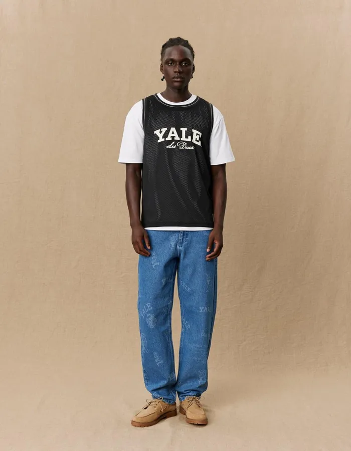 Men Yale Printed Mesh Tanktop 8211 BlackBlack Les Deux Tshirts
