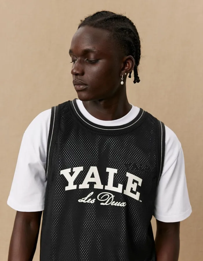 Men Yale Printed Mesh Tanktop 8211 BlackBlack Les Deux Tshirts