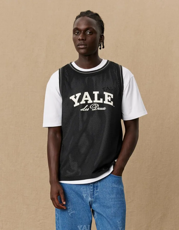 Men Yale Printed Mesh Tanktop 8211 BlackBlack Les Deux Tshirts