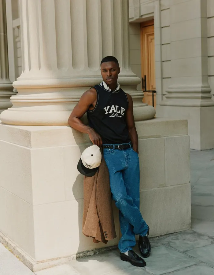 Men Yale Printed Mesh Tanktop 8211 BlackBlack Les Deux Tshirts
