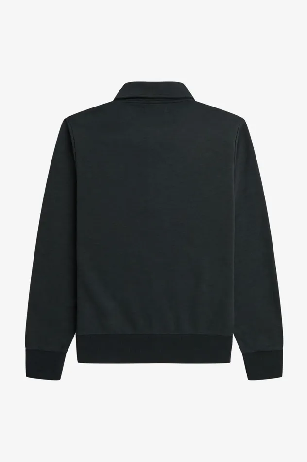 Men Zip Neck Collar Sweatshirt Night Green Fred Perry Sweatshirts