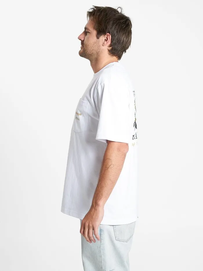Mens Allpress X Great Minds Drink Alike Oversize Pocket Tee White Thrills Tees and Tank Tops