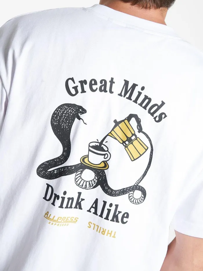 Mens Allpress X Great Minds Drink Alike Oversize Pocket Tee White Thrills Tees and Tank Tops